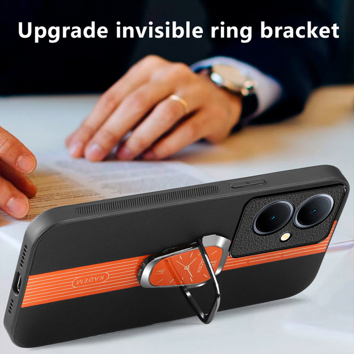 KADEM For Oppo A79 5G / A2 5G Protector Cover PU+TPU+Acrylic Kickstand Cell Phone Case KADEM For Oppo A79 5G / A2 5G Protector Cover PU+TPU+Acrylic Kickstand Cell Phone Case